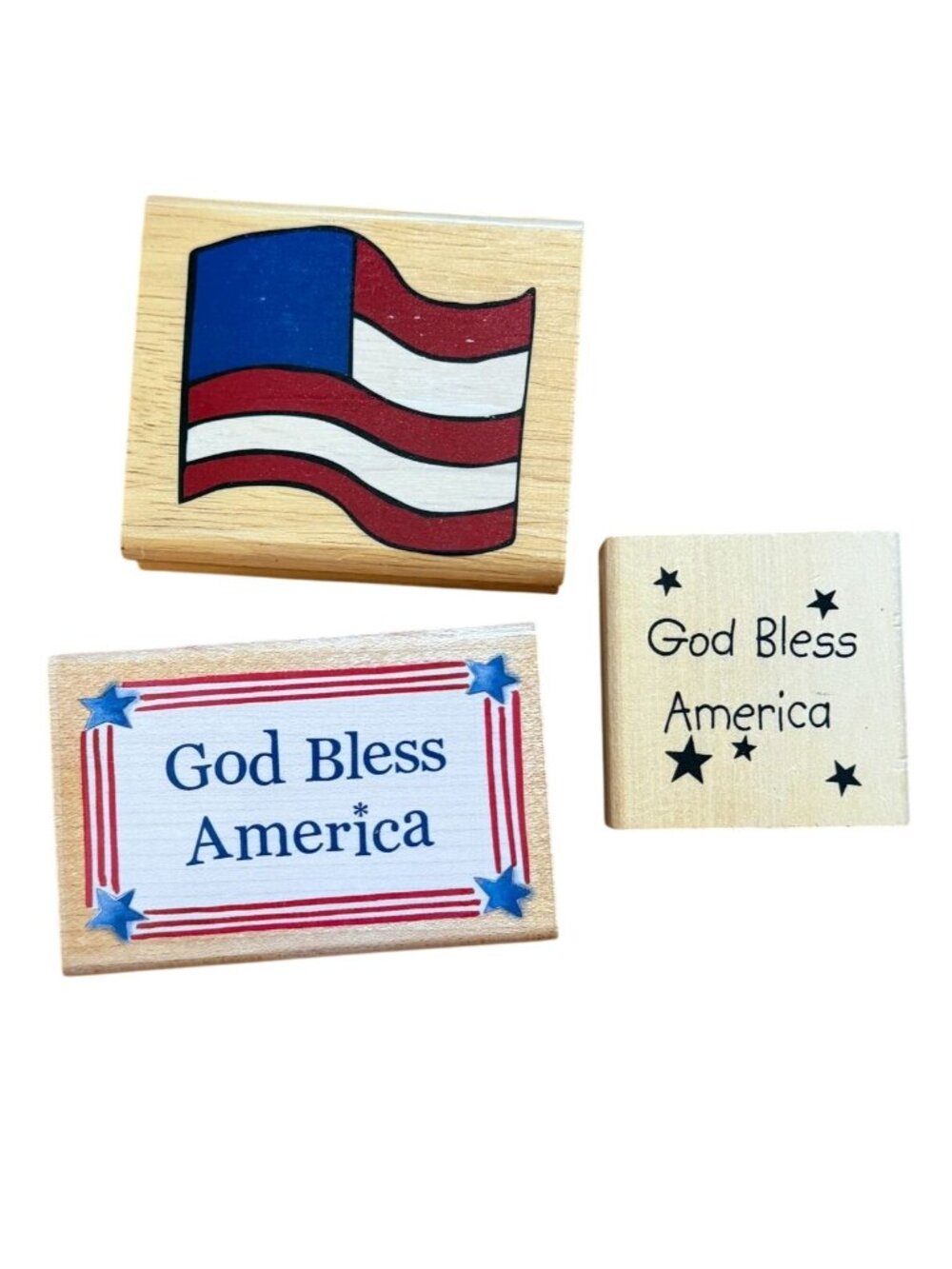 Rubber Stamp America/God Bless America 3 Piece Lot-GUC